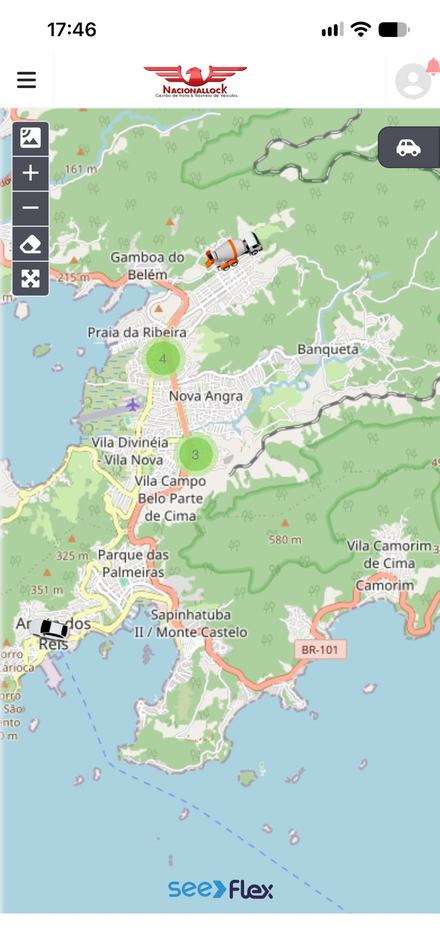 Aplicativo NacionalLock: mapa ao vivo